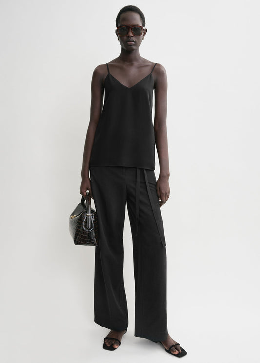 Toteme Crepe Black Satin Cami Top-topp NWT