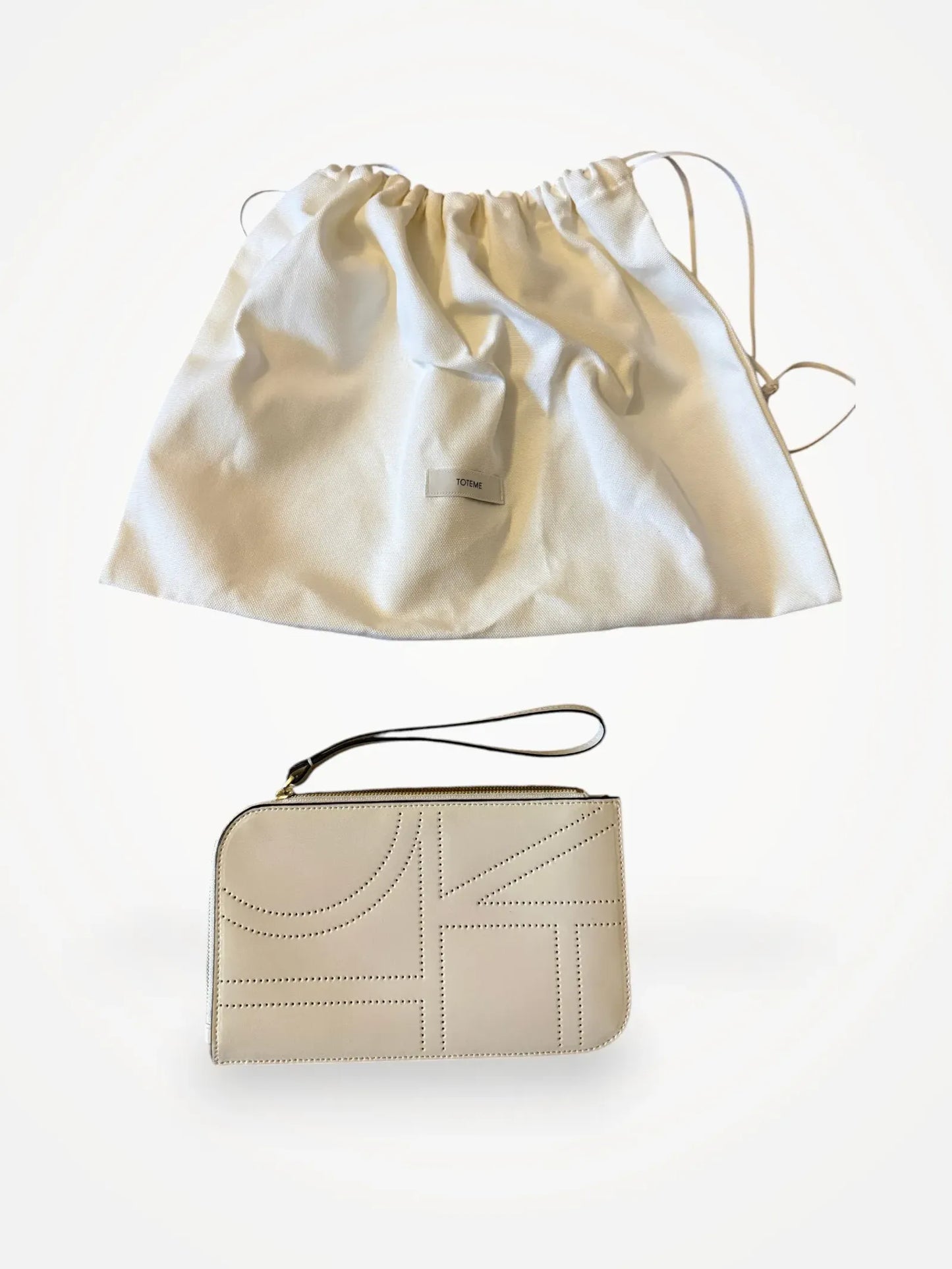 Toteme Monogram Leather Wristlet Pouch-skinnkuvertväska NWOT