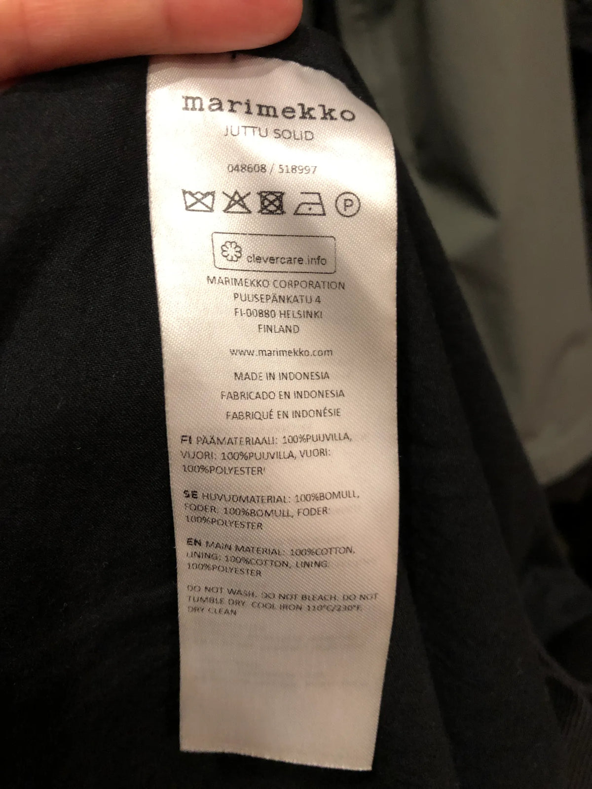 Marimekko Juttu Solid-kappa