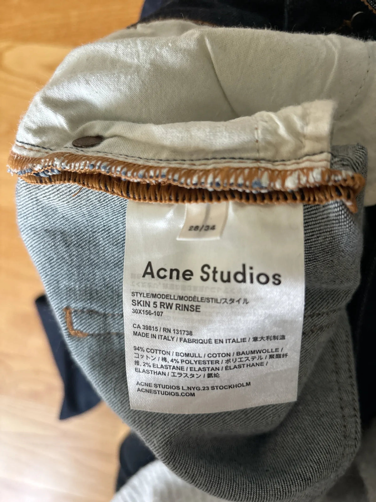 Acne Studios Skin 5 Rw Rinse Jeans