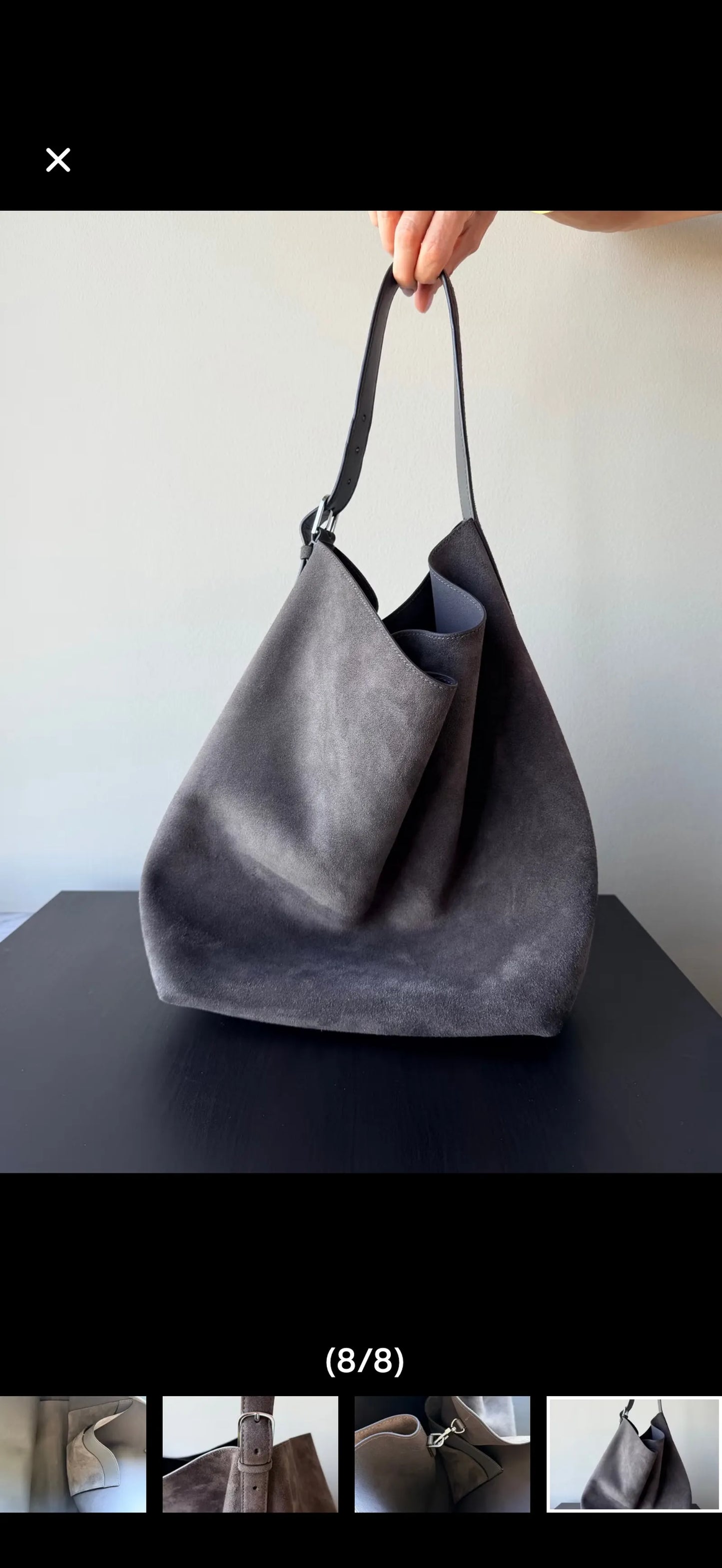 Toteme Suede Tote Granite-axelremsväska