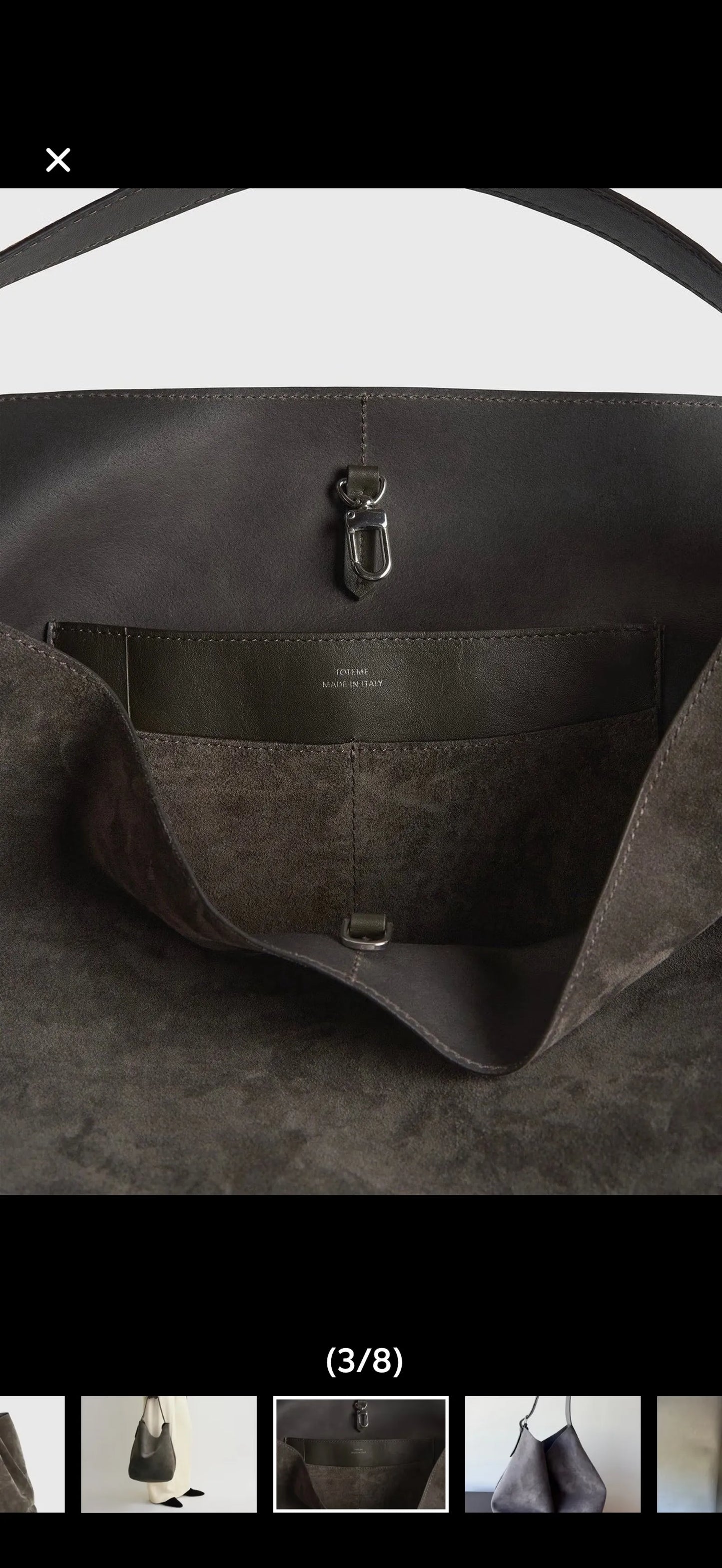 Toteme Suede Tote Granite-axelremsväska