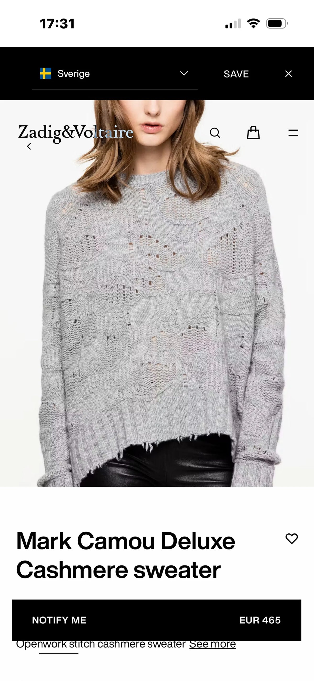 Zadig & Voltaire Mark Camou Deluxe-kashmirtröja