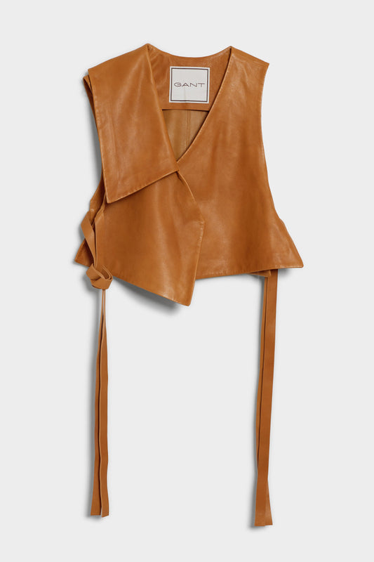 Gant Deconstructed Leather-skinnväst NWT