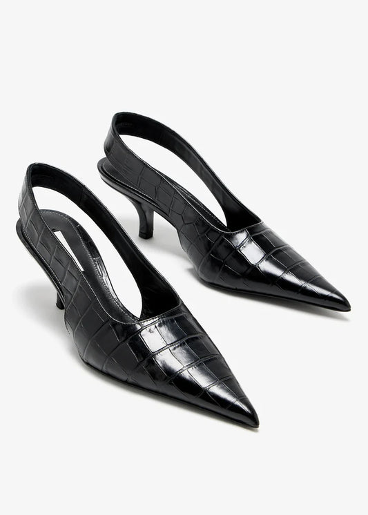 Toteme Classic croco-embossed slingback pumps Heels