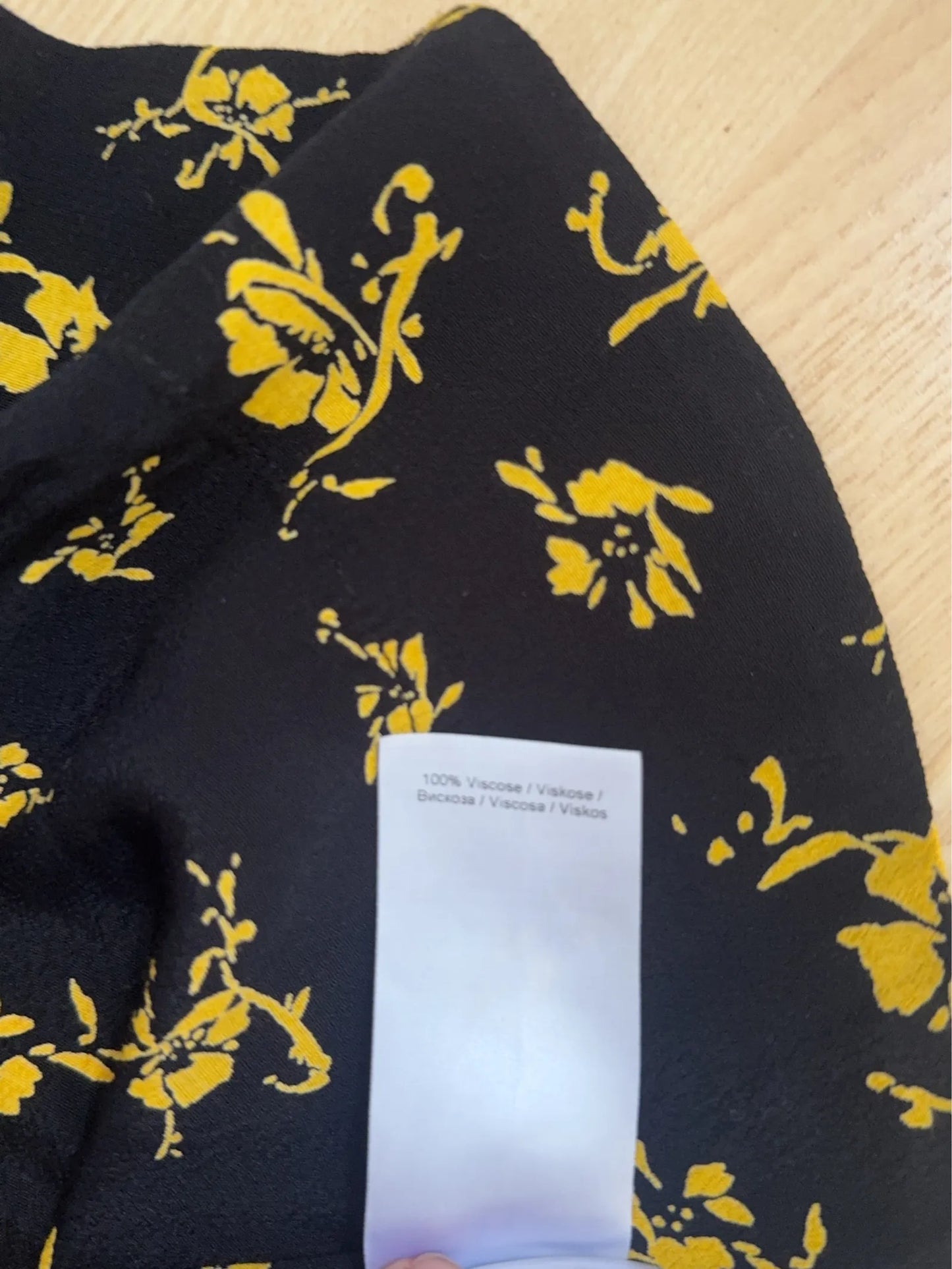 Ganni Black Floral Print Crepe Blouse