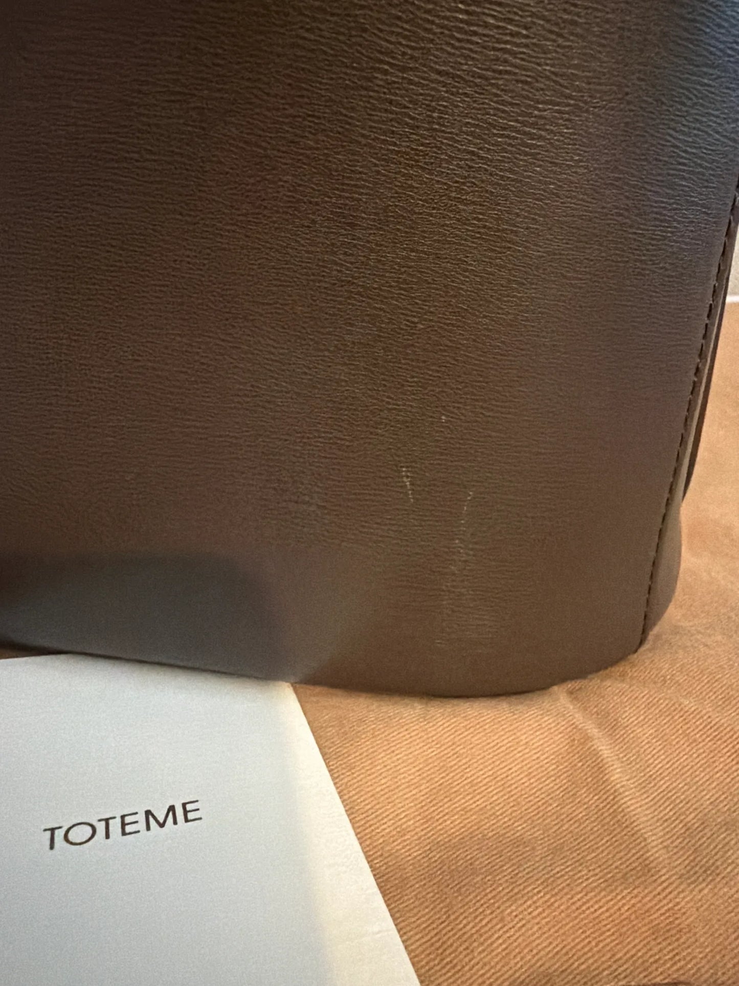 Toteme Leather Bucket Bark-skinnaxelremsväska