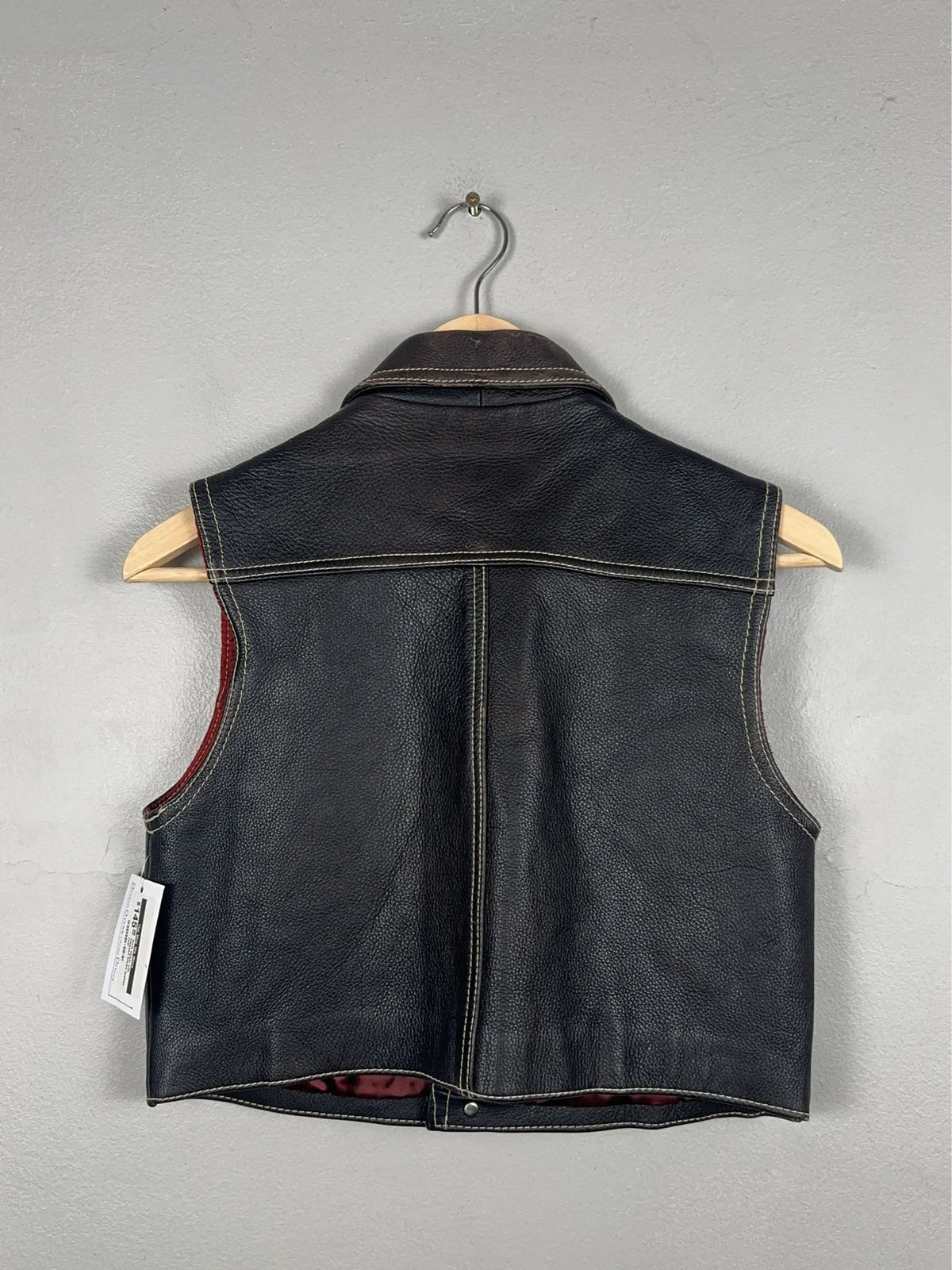 Luis Alvear Cropped Brown Leather-skinnväst NWT