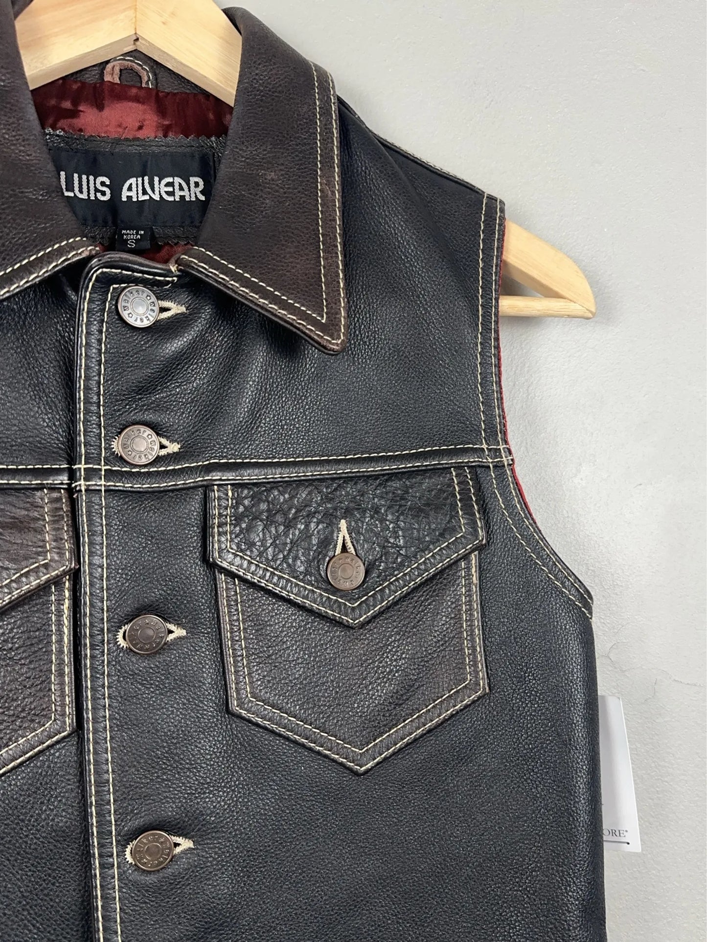 Luis Alvear Cropped Brown Leather-skinnväst NWT