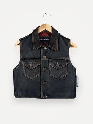 Luis Alvear Cropped Brown Leather-skinnväst NWT