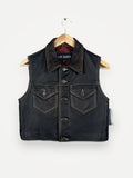 Luis Alvear Cropped Brown Leather-skinnväst NWT