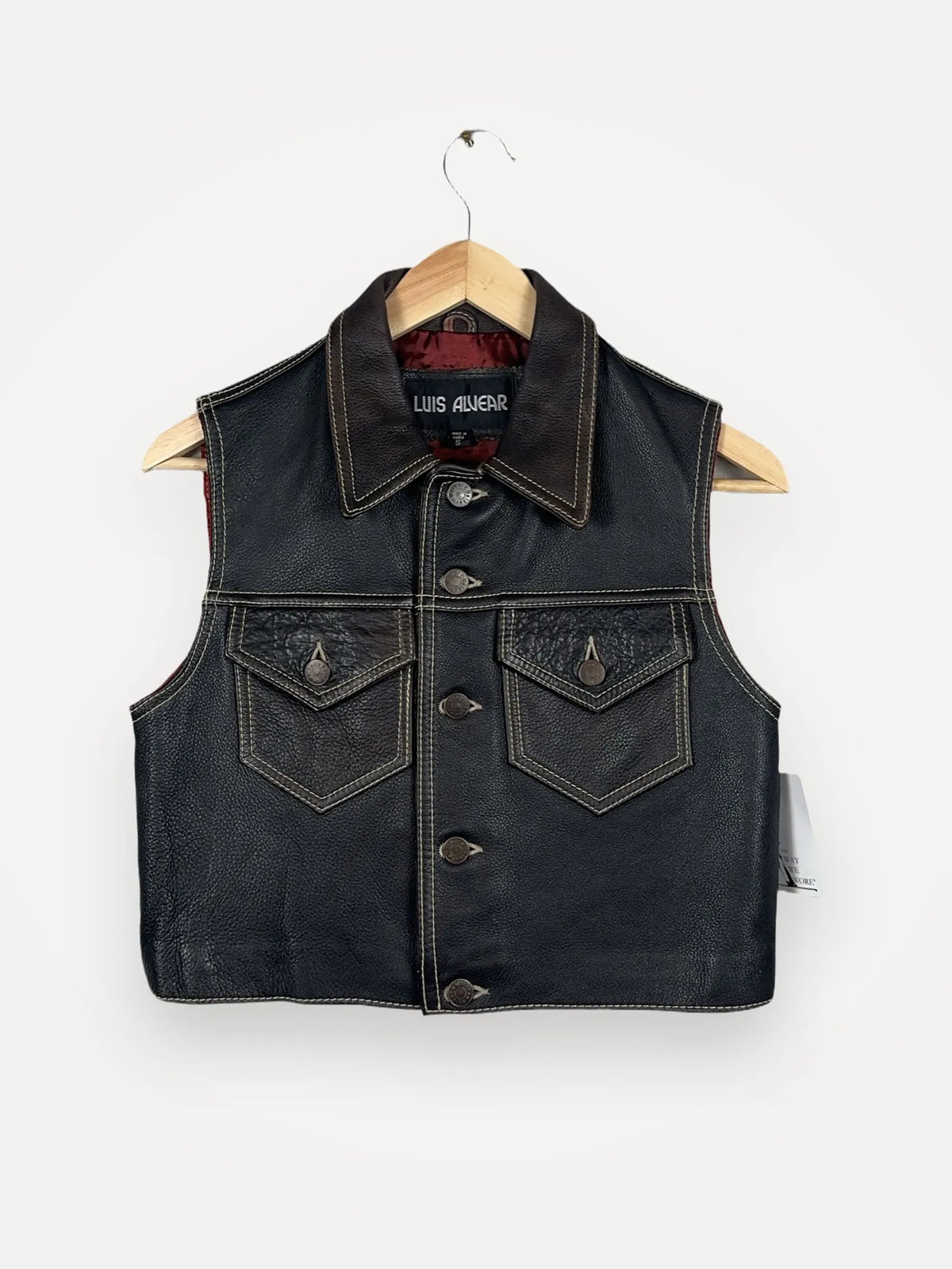 Luis Alvear Cropped Brown Leather-skinnväst NWT