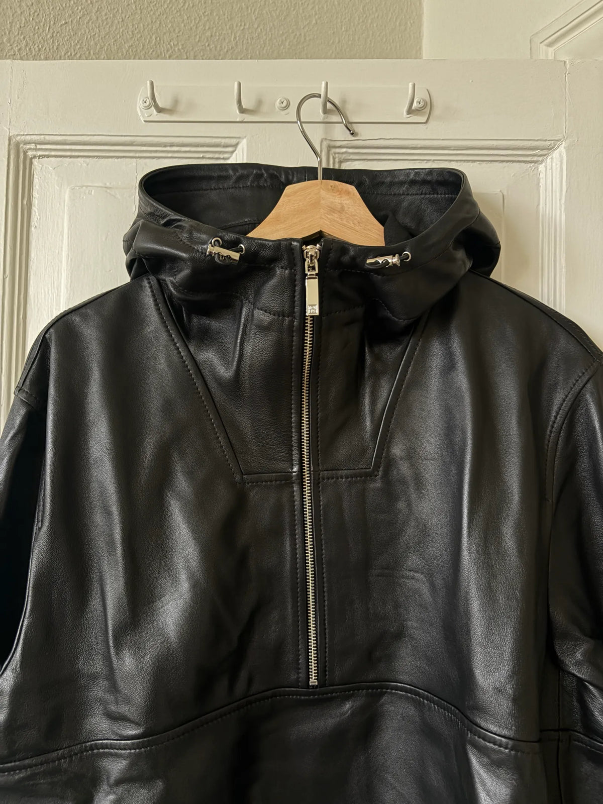 Toteme Hooded Leather Half-zip-skinnjacka