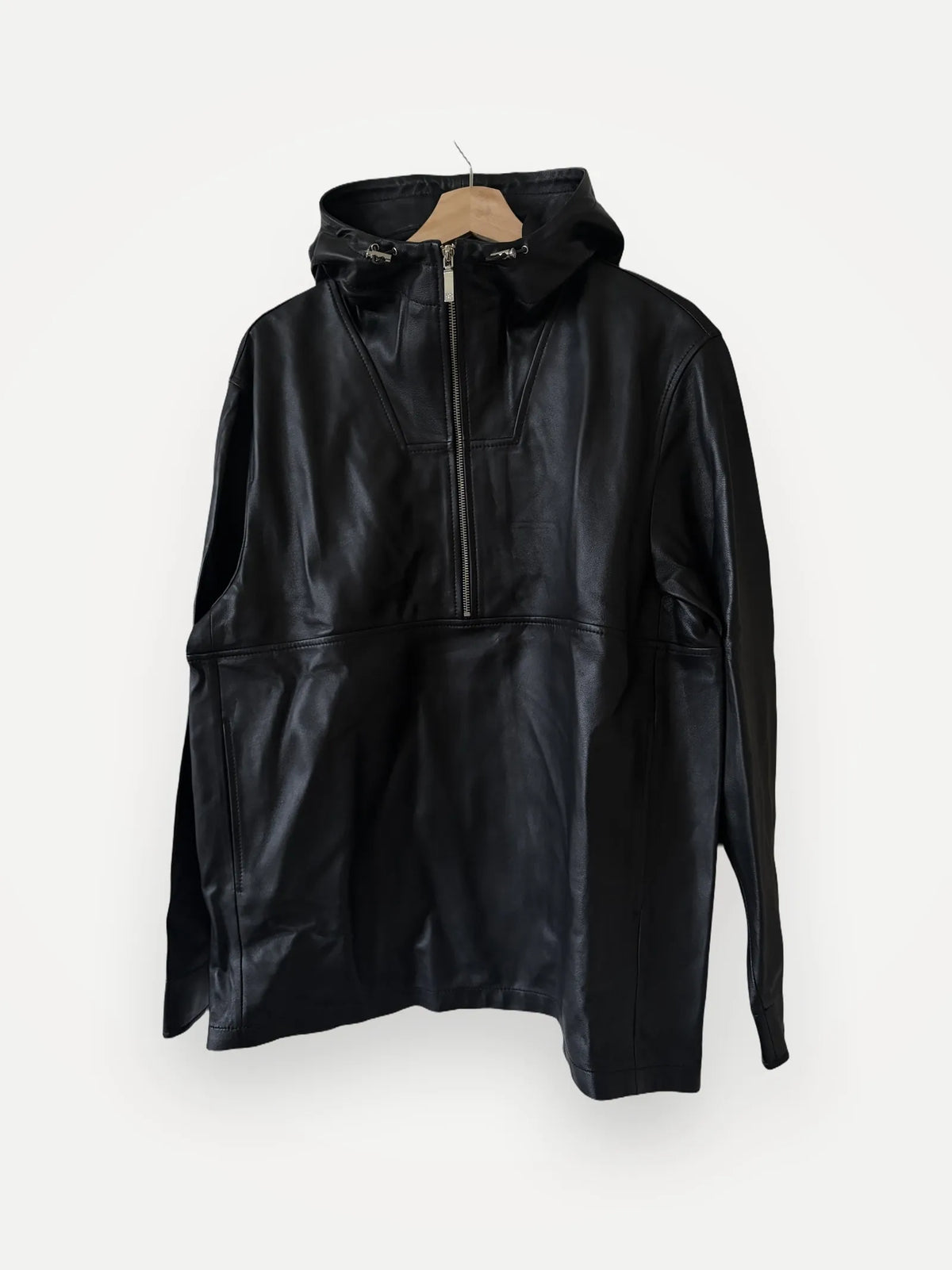 Toteme Hooded Leather Half-zip-skinnjacka