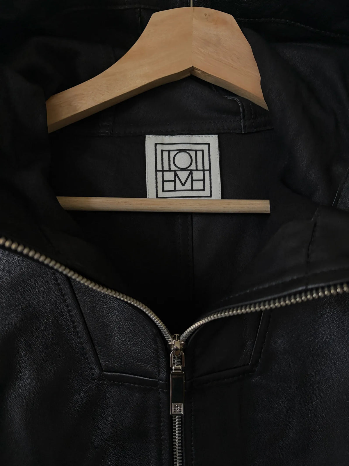 Toteme Hooded Leather Half-zip-skinnjacka