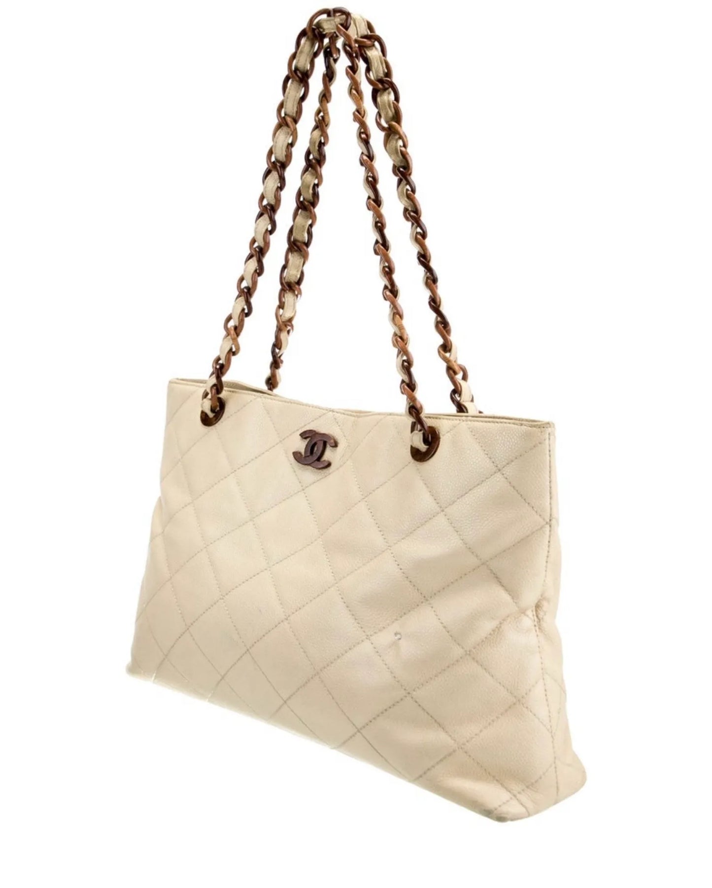 Chanel Quilted Tortoise Chain Tote-skinnhandväska