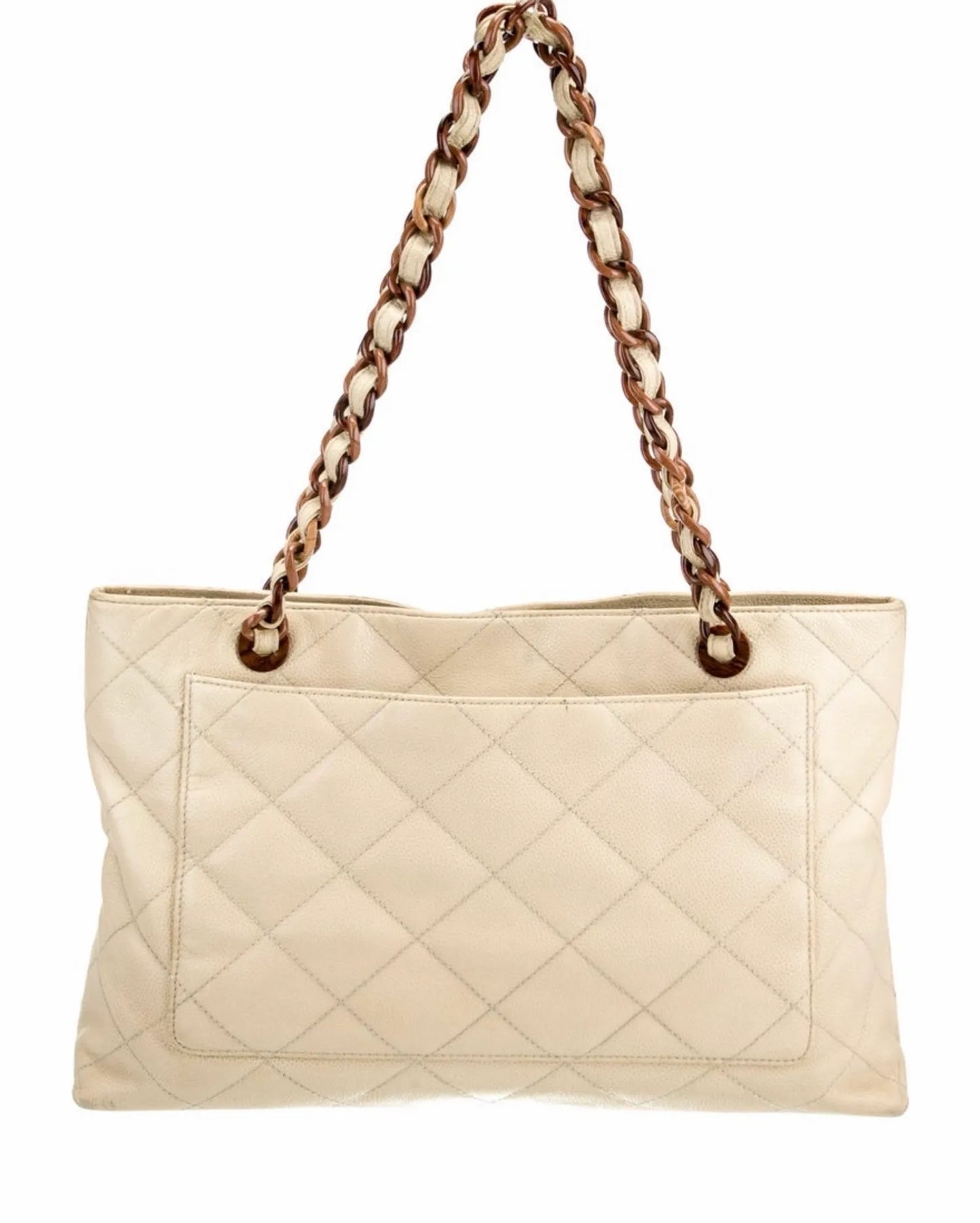 Chanel Quilted Tortoise Chain Tote-skinnhandväska