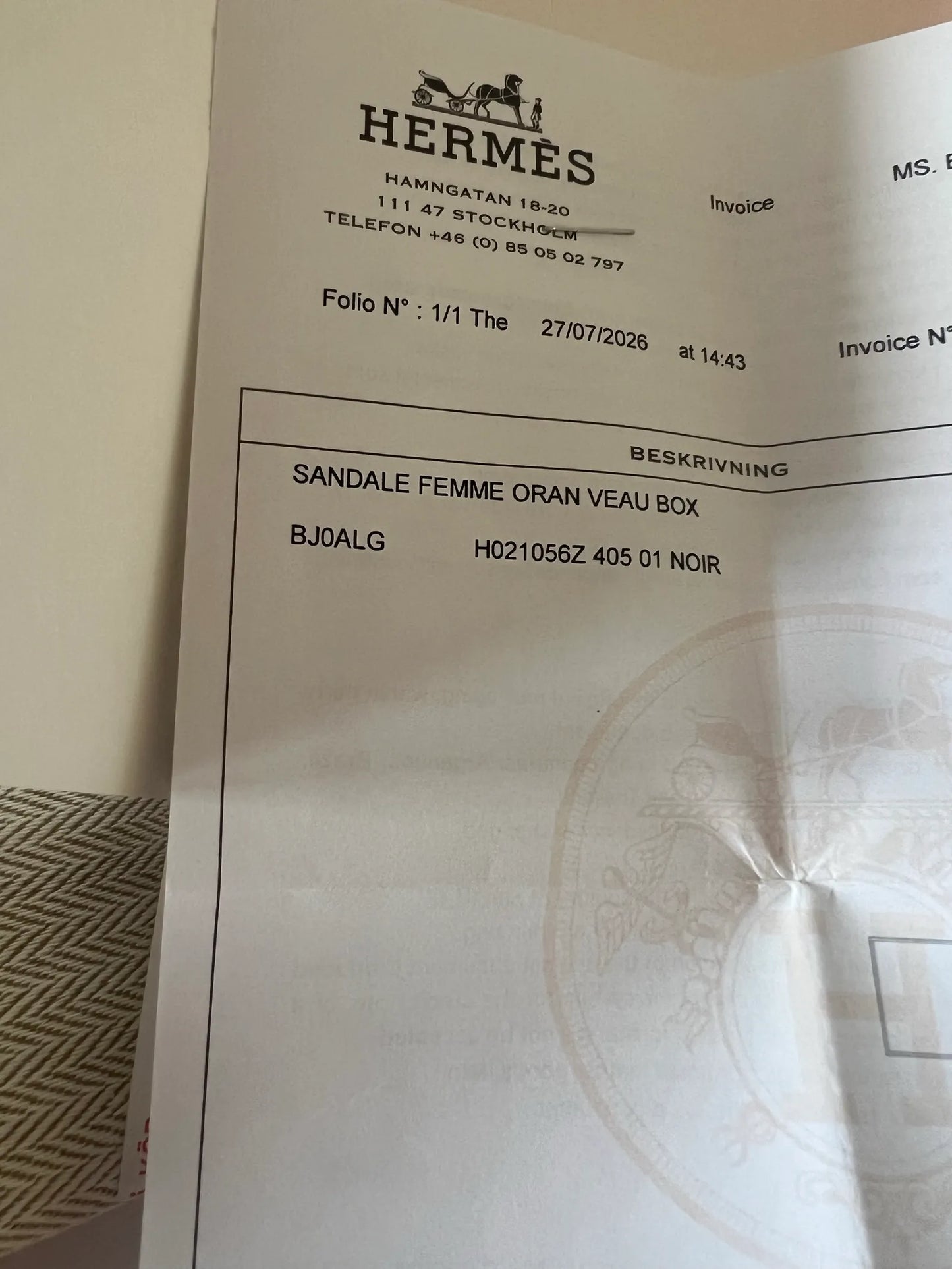 Hermès Oran-skinnsandaler NWT