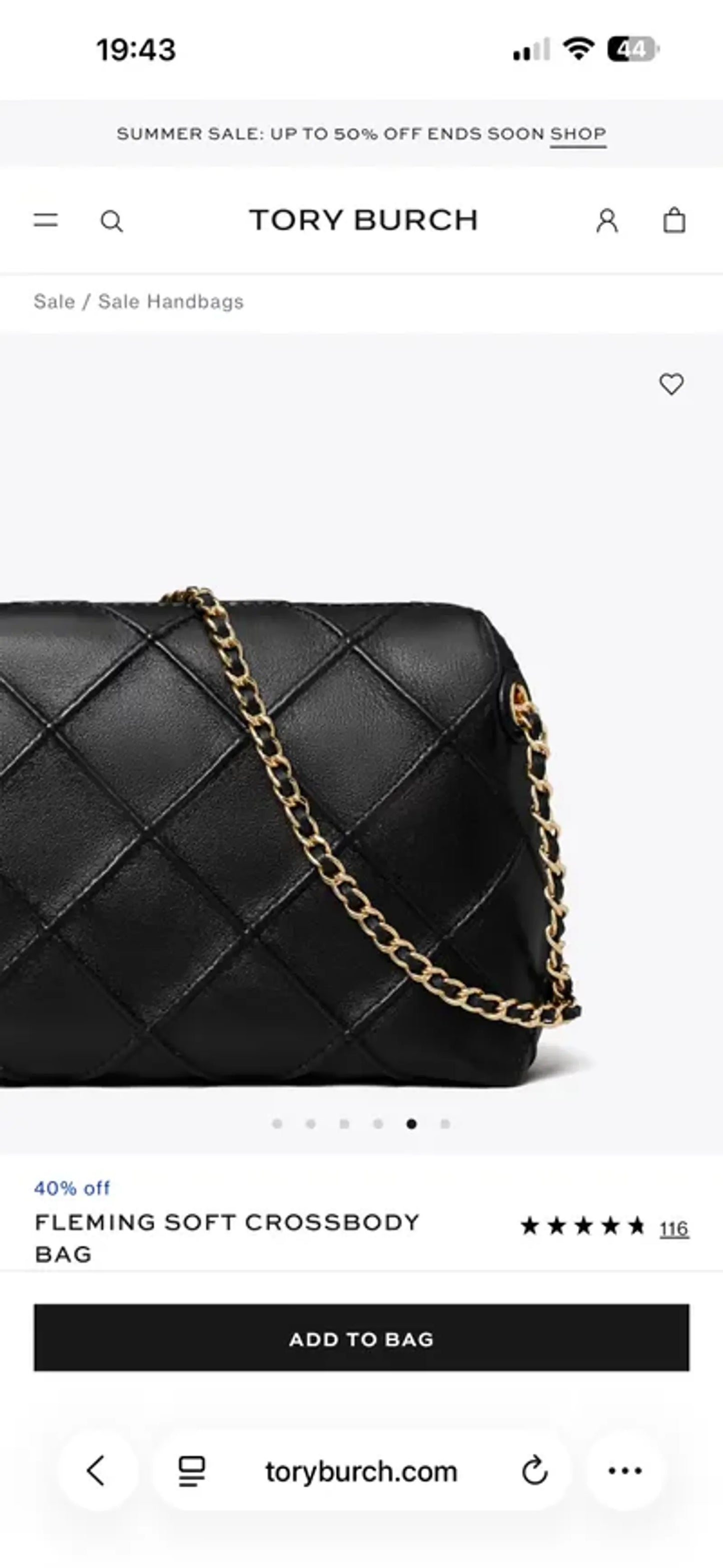 Tory Burch Fleming Soft Svart-skinnaxelremsväska NWOT
