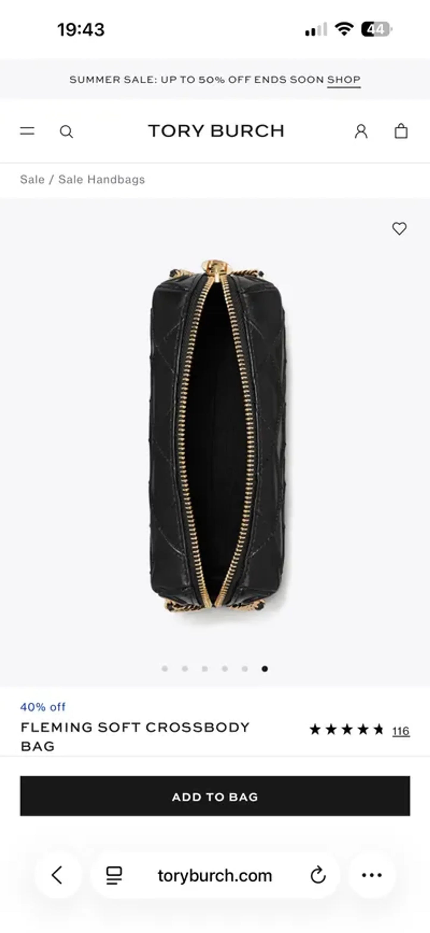 Tory Burch Fleming Soft Svart-skinnaxelremsväska NWOT