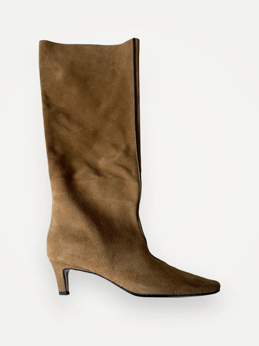 Toteme Suede Wide Shaft Camel Boots