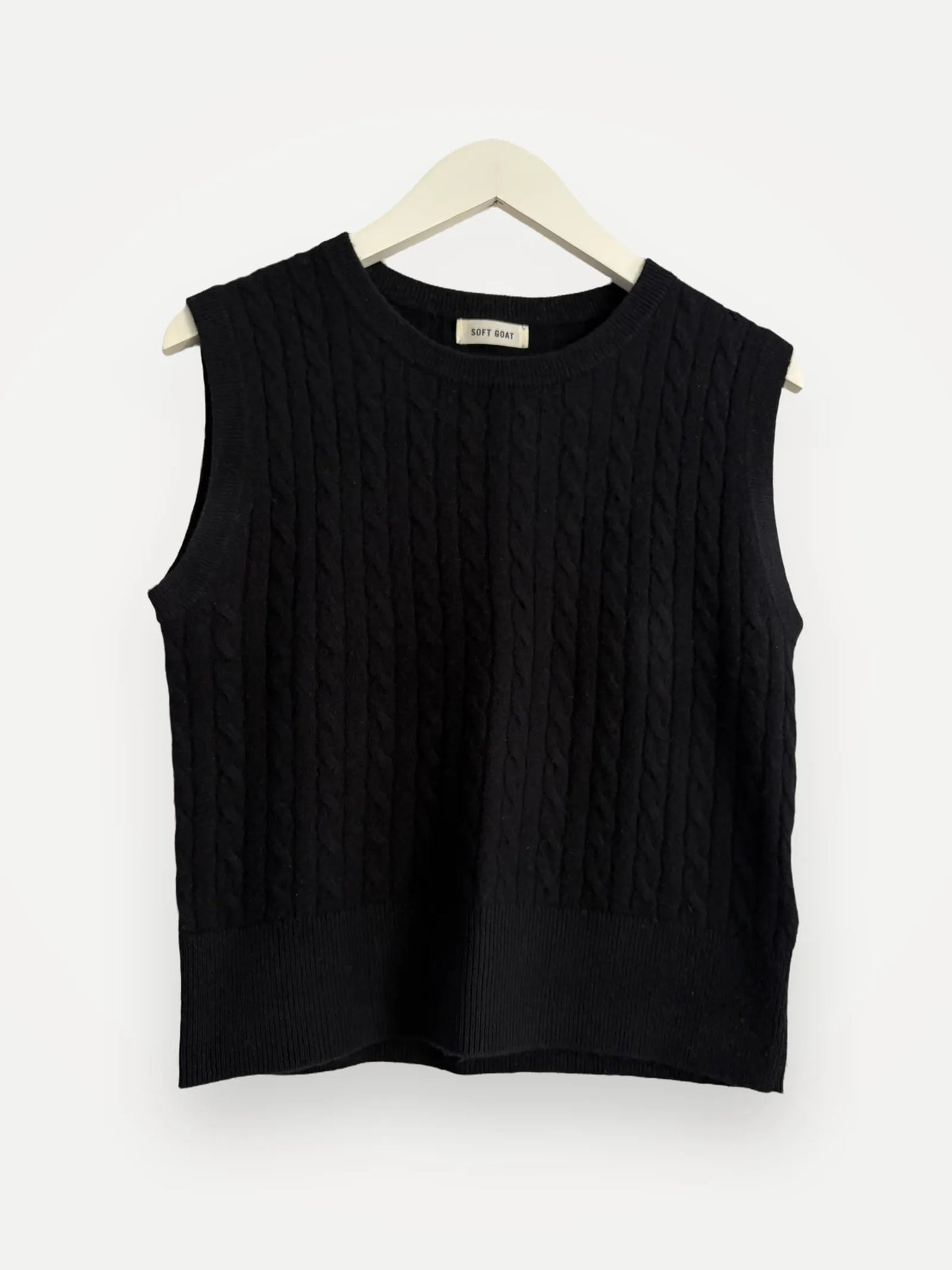 Soft Goat Cable Knit Singlet-kashmirväst