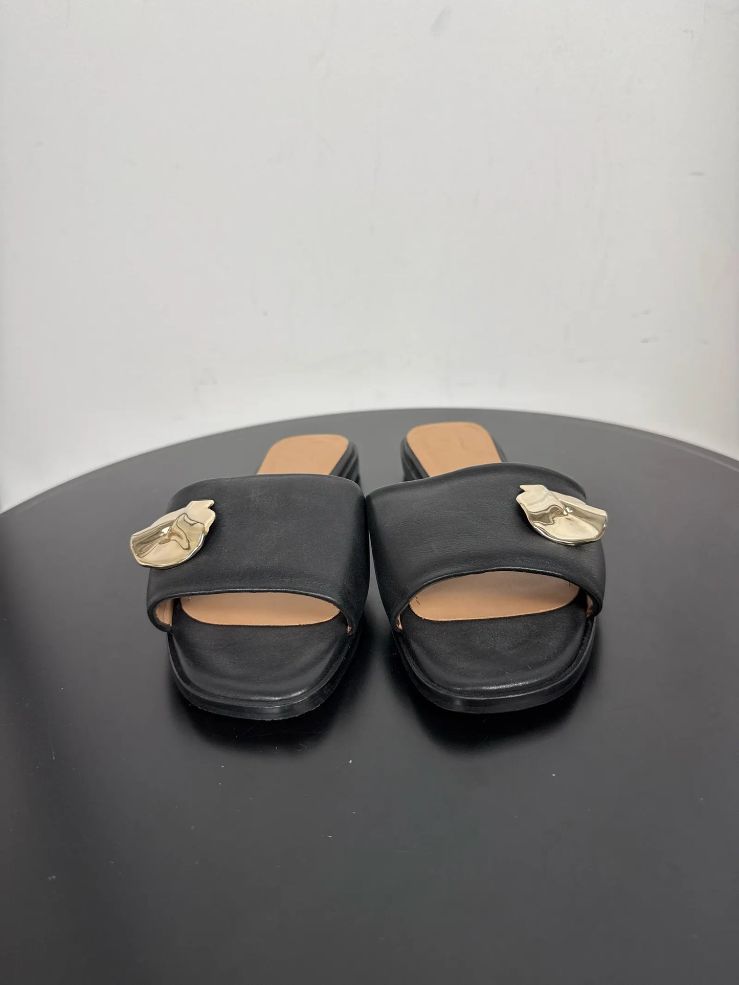 Flattered Mira Black Leather Sandals