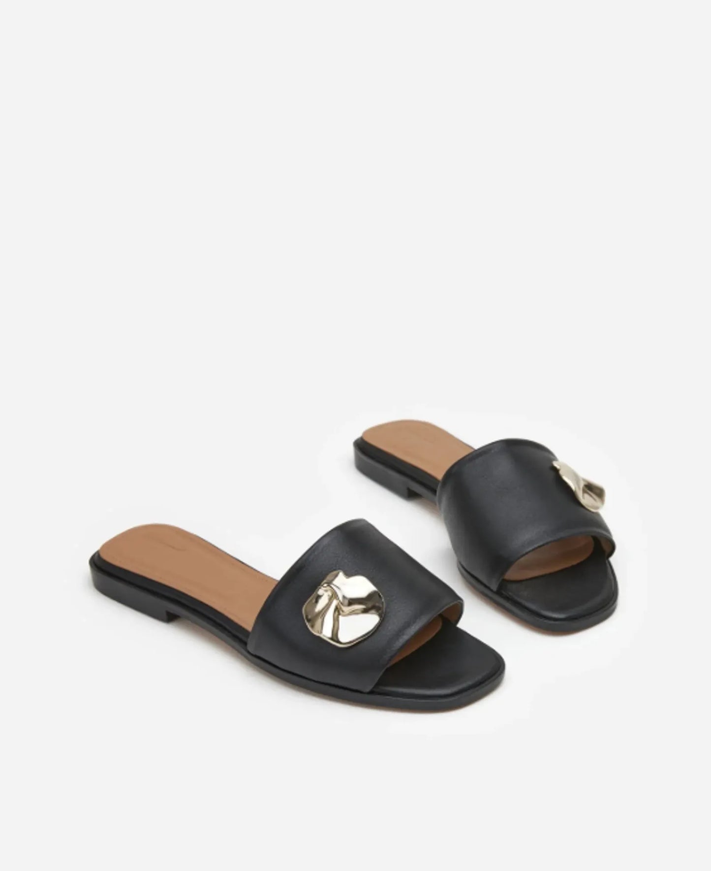 Flattered Mira Black Leather Sandals