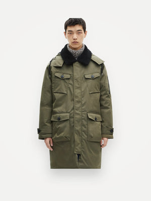 The Kooples Vattenavvisande Parkas Med Khaki Sherpakrage-rock