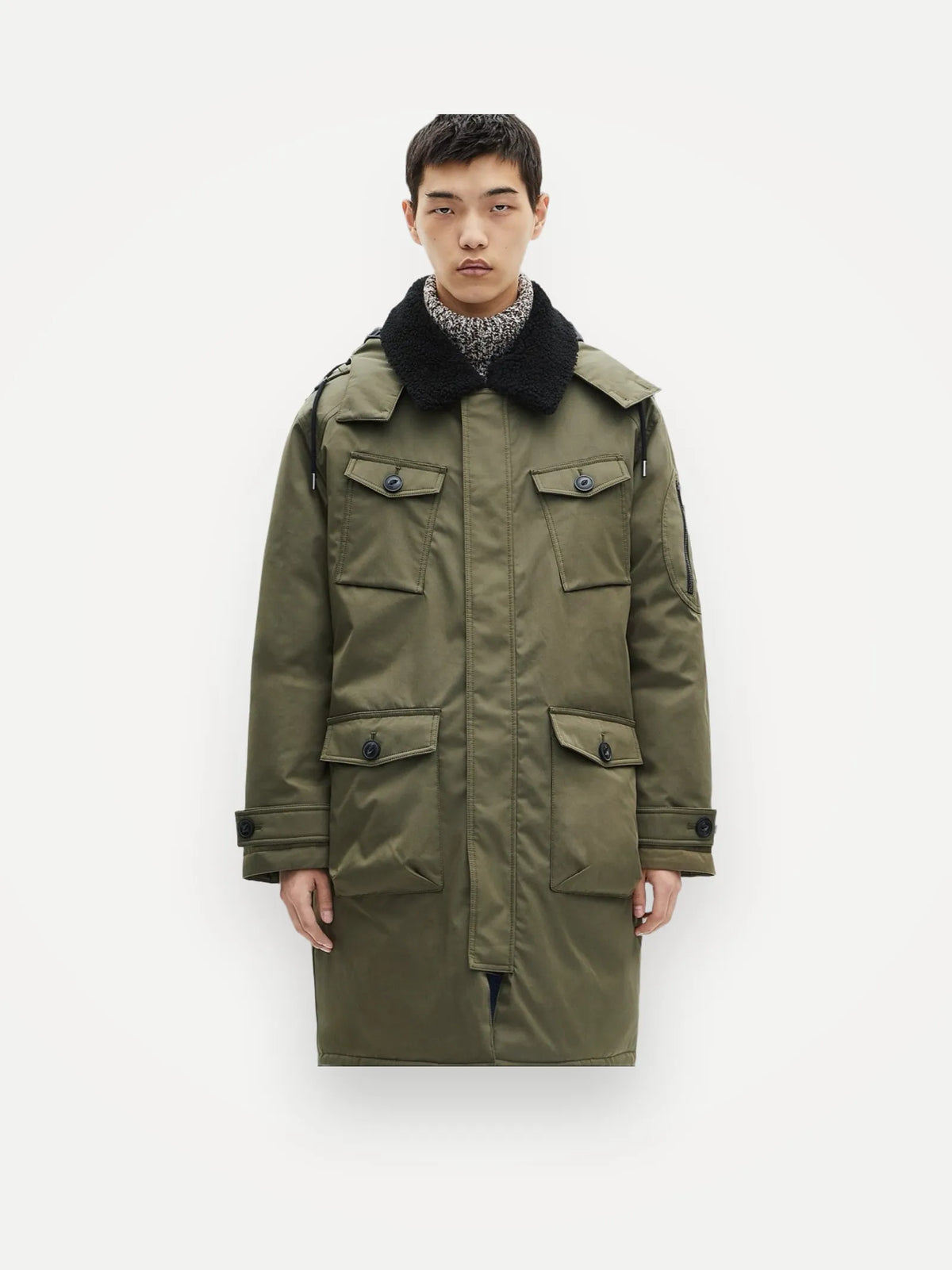 The Kooples Vattenavvisande Parkas Med Khaki Sherpakrage-rock