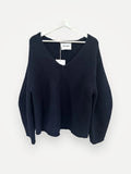 Soft Goat Puff Sleeve V-kashmirtröja NWT