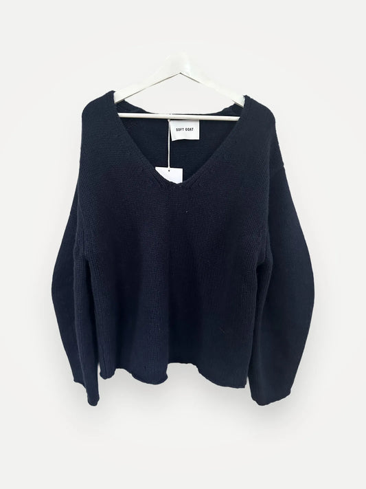 Soft Goat Puff Sleeve V-kashmirtröja NWT