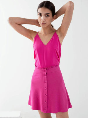 & Other Stories Ruffle Waist Cotton Flared Skirt