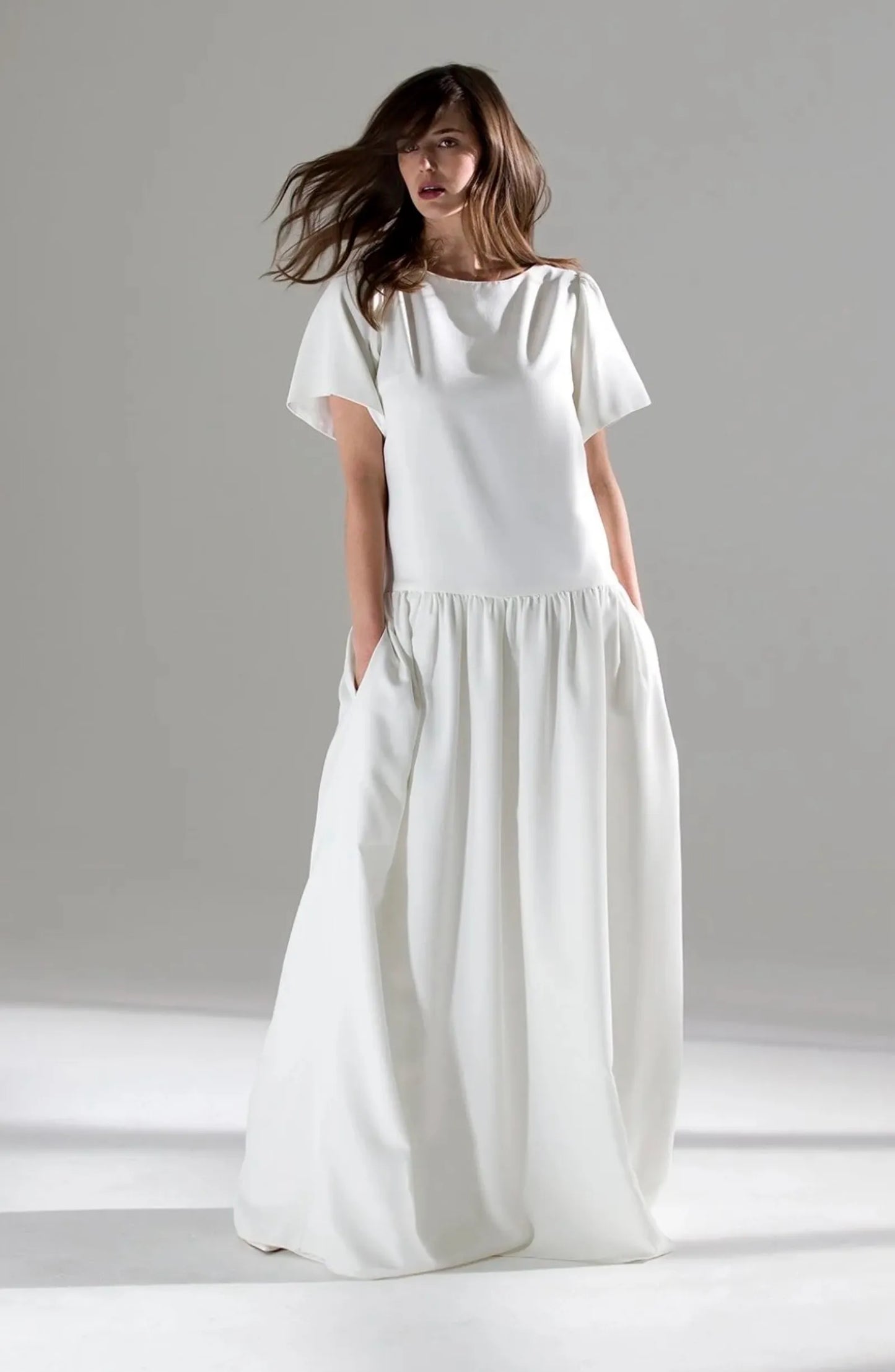 Stella Drop Waist Crep De Chine Gown Dress