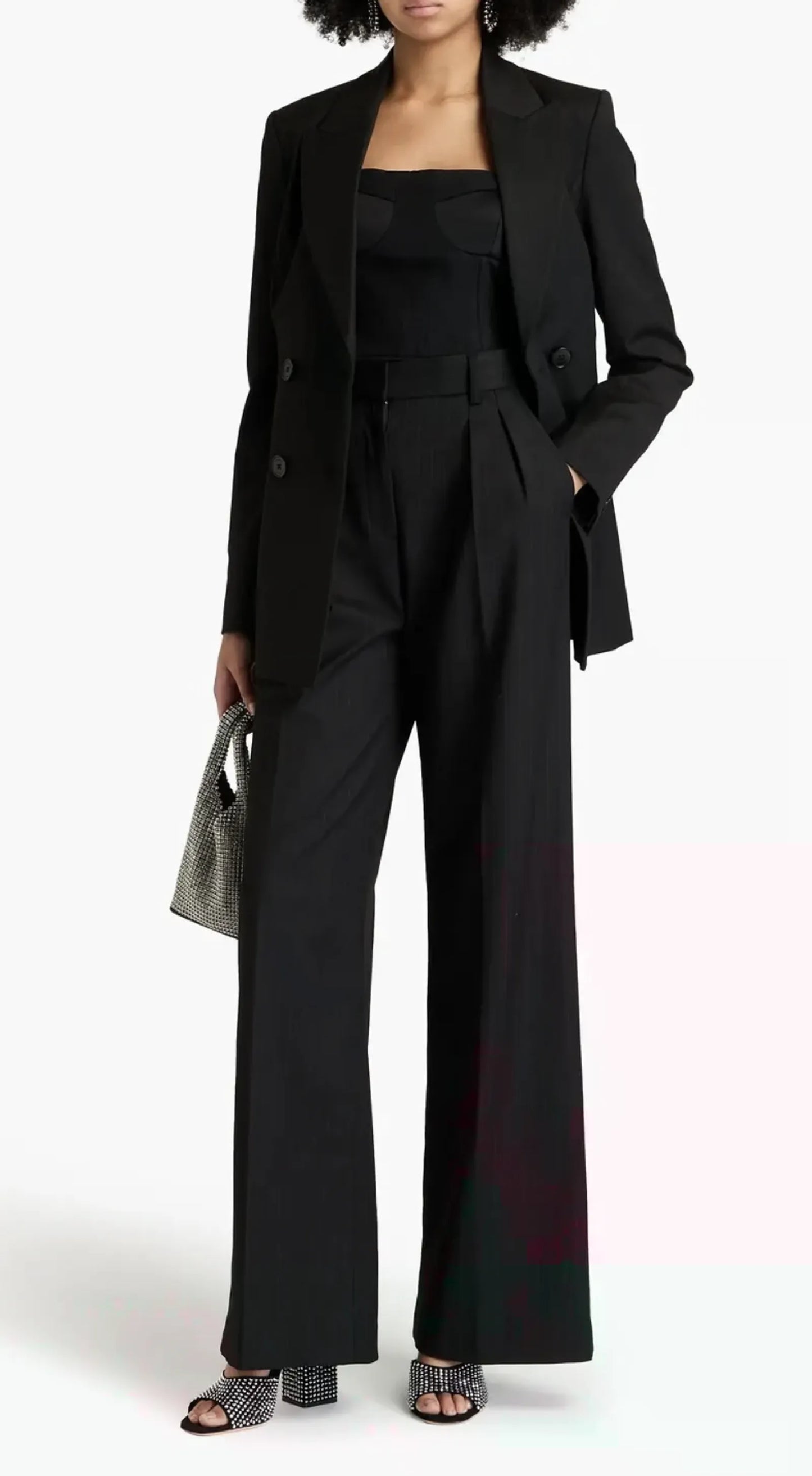 Rebecca Vallance Charlie Pinstripe Wide Leg Suit Trousers