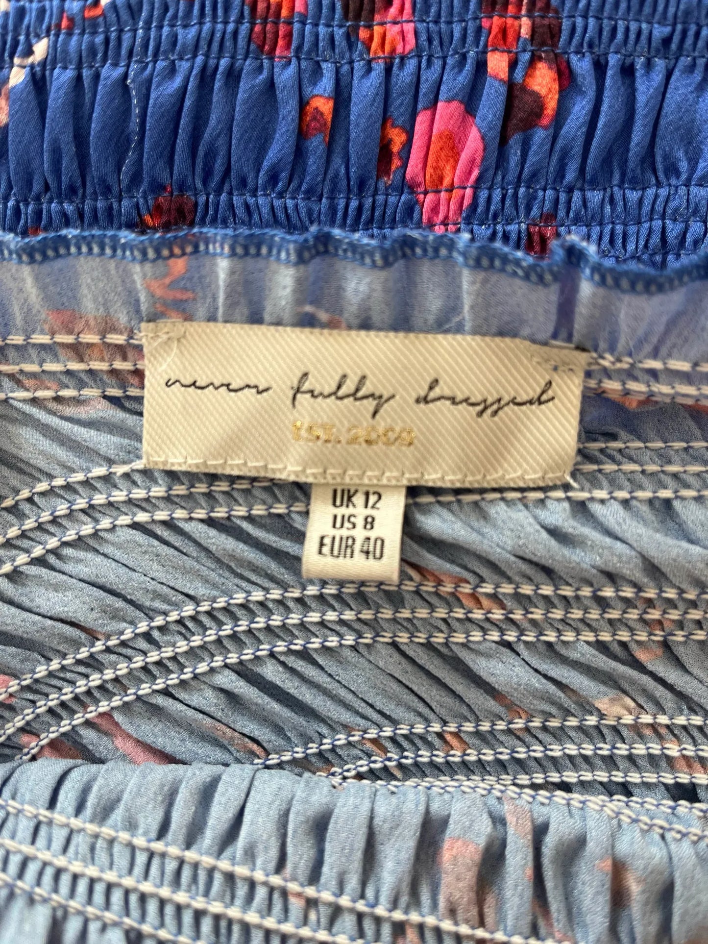 Never Fully Dressed Blue Jojo Paloma Midi-kjol NWOT