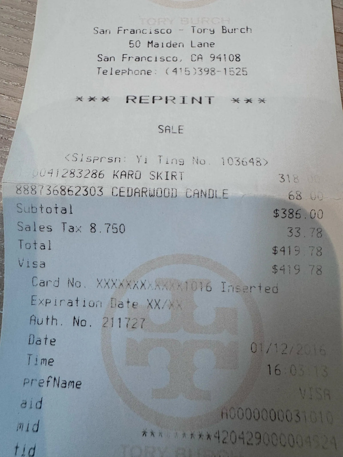 Tory Burch-skinnkjol NWOT