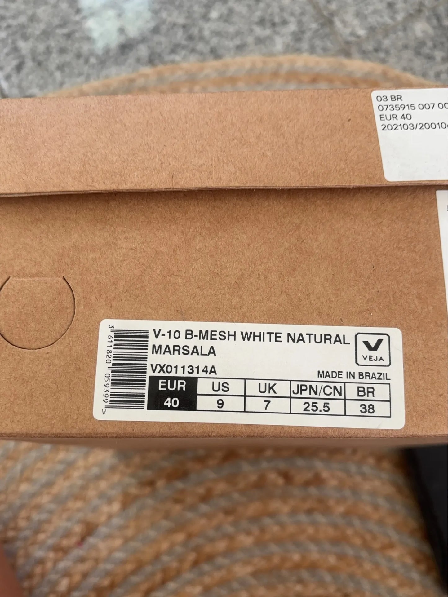Veja V-10 B Mesh White Natural Marsala Sneakers