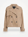 All Saints Reya Cropped Greige Brown Leather jacket