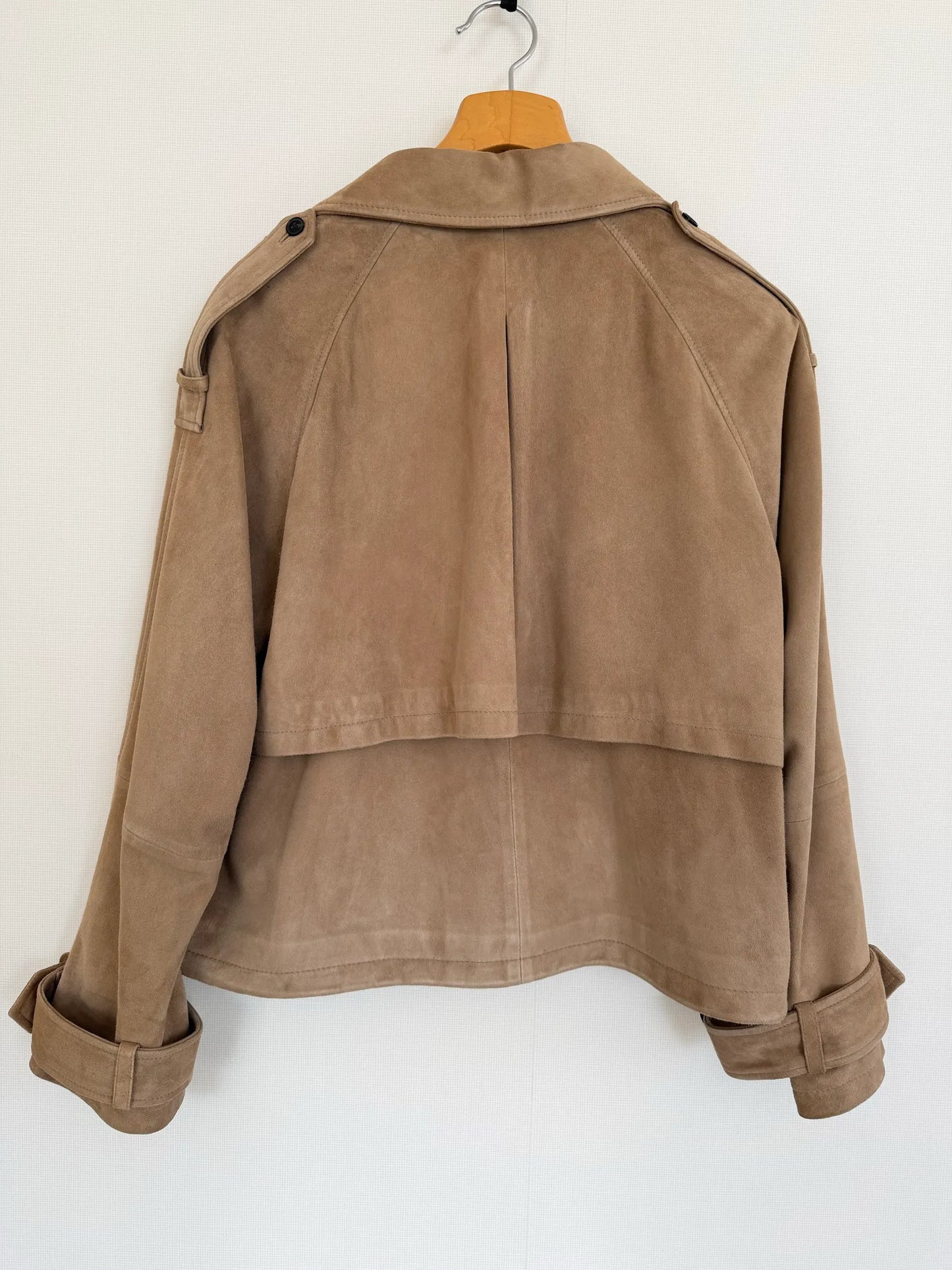 All Saints Reya Cropped Greige Brown Leather jacket