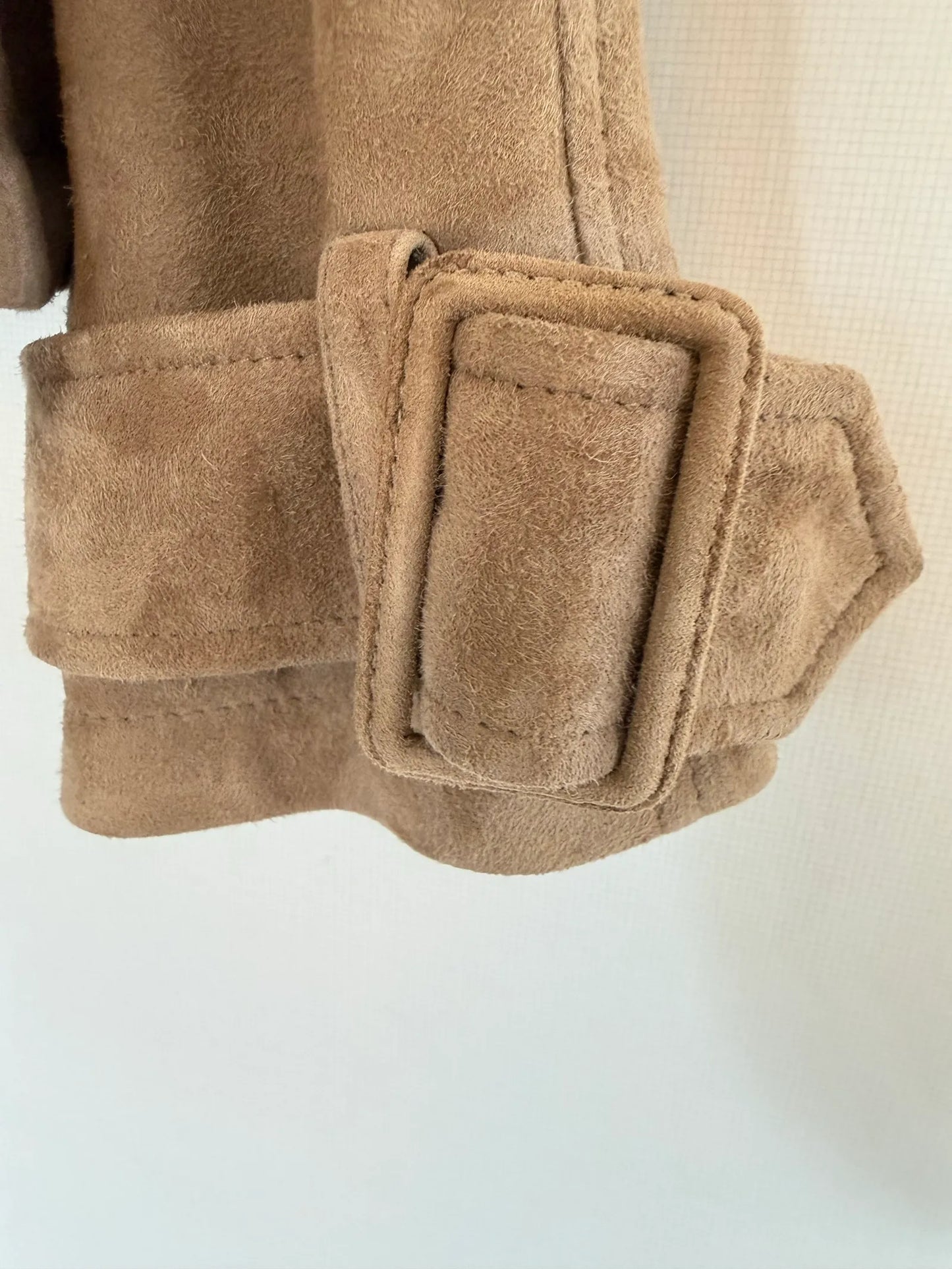 All Saints Reya Cropped Greige Brown Leather jacket