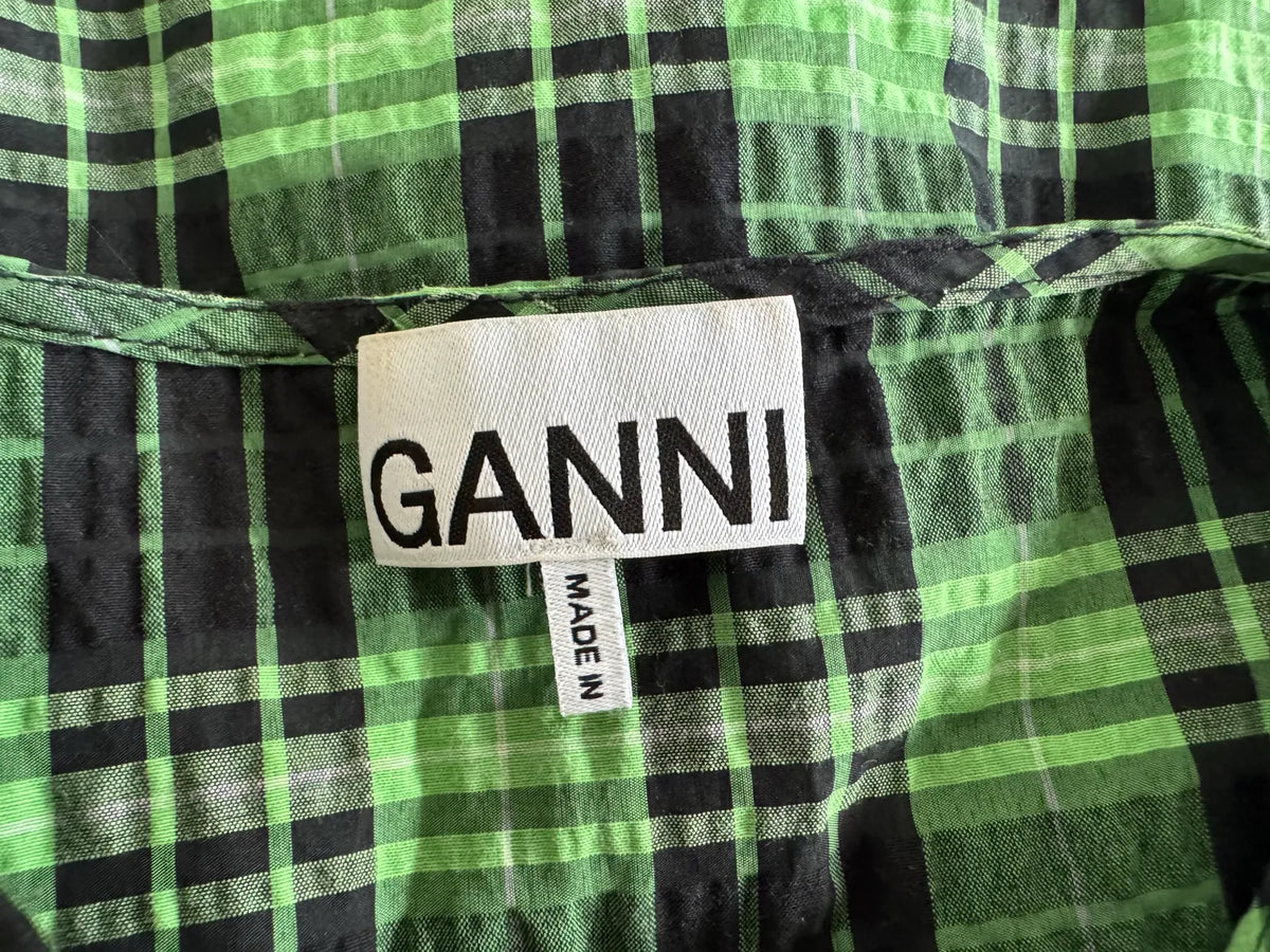 Ganni Cotton Poplin Tie String Mini Dress