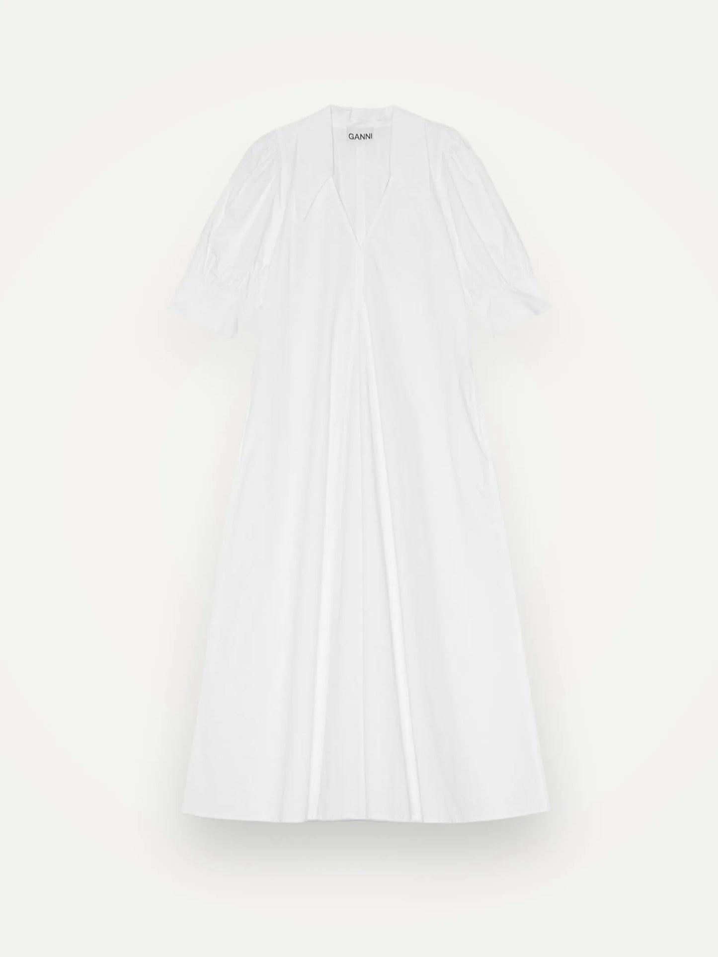 Ganni Cotton Poplin V- Midi Dress