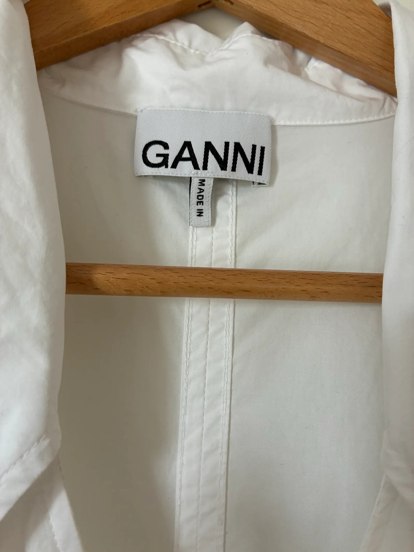 Ganni Cotton Poplin V- Midi Dress