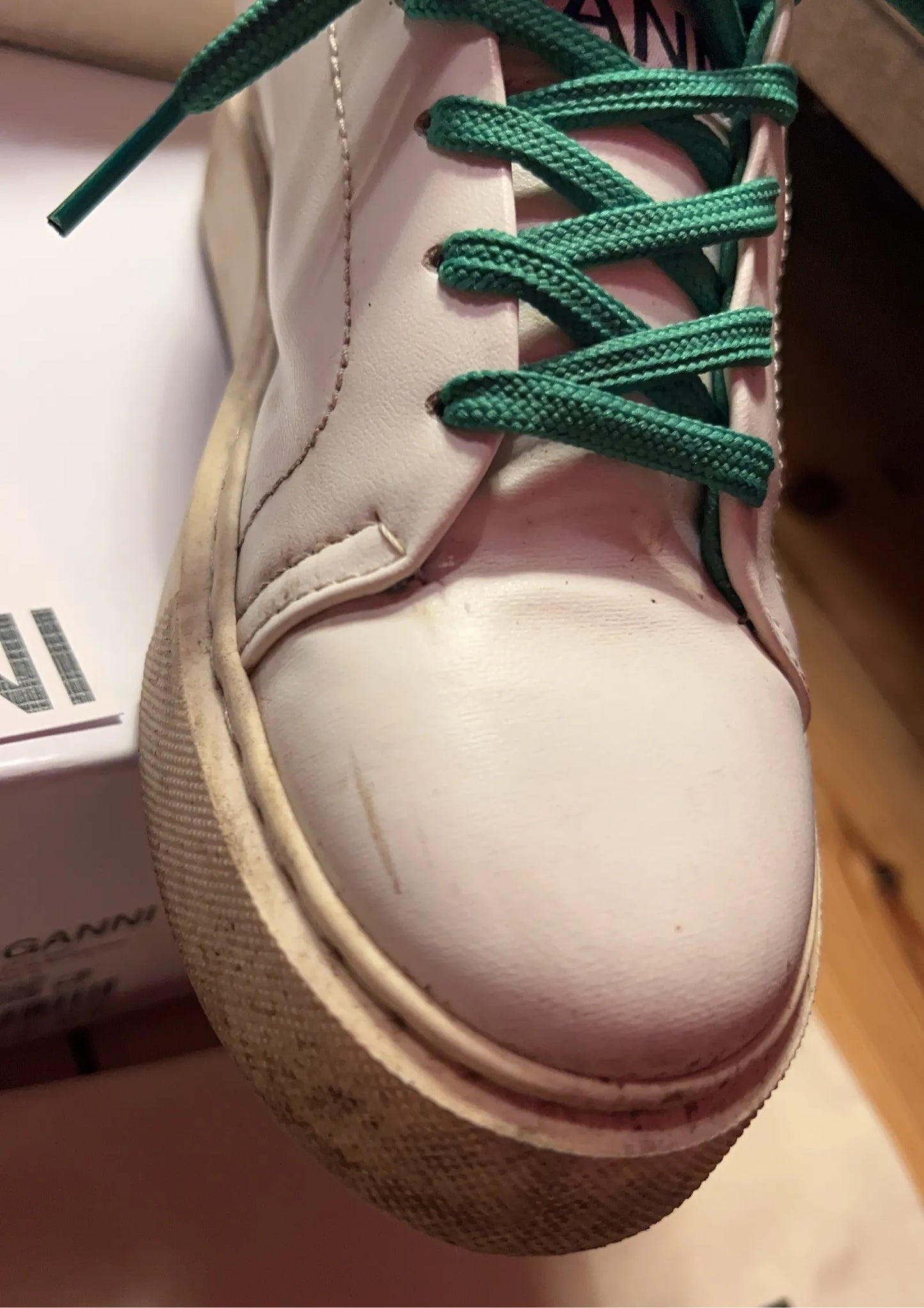 Ganni Kelly Green-skinnsneakers