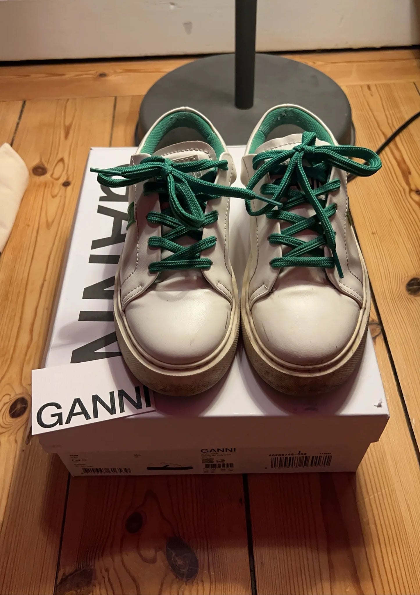 Ganni Kelly Green-skinnsneakers