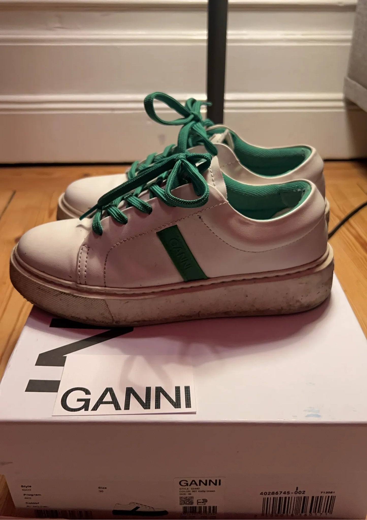 Ganni Kelly Green-skinnsneakers