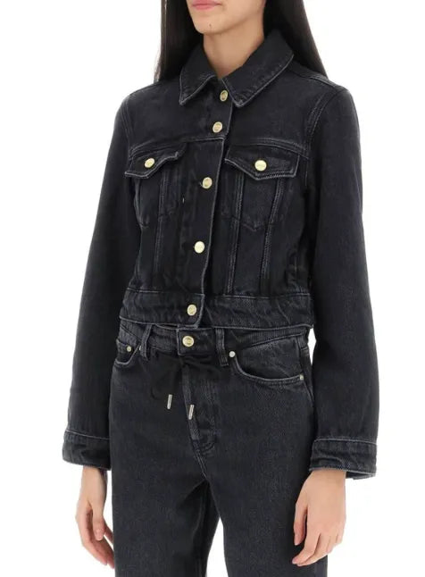 Ganni Heavy Denim Cropped In Washed Black-jacka NWOT