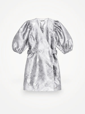 Ganni Wrap Shiny Jaquard, Sharkskin-klänning