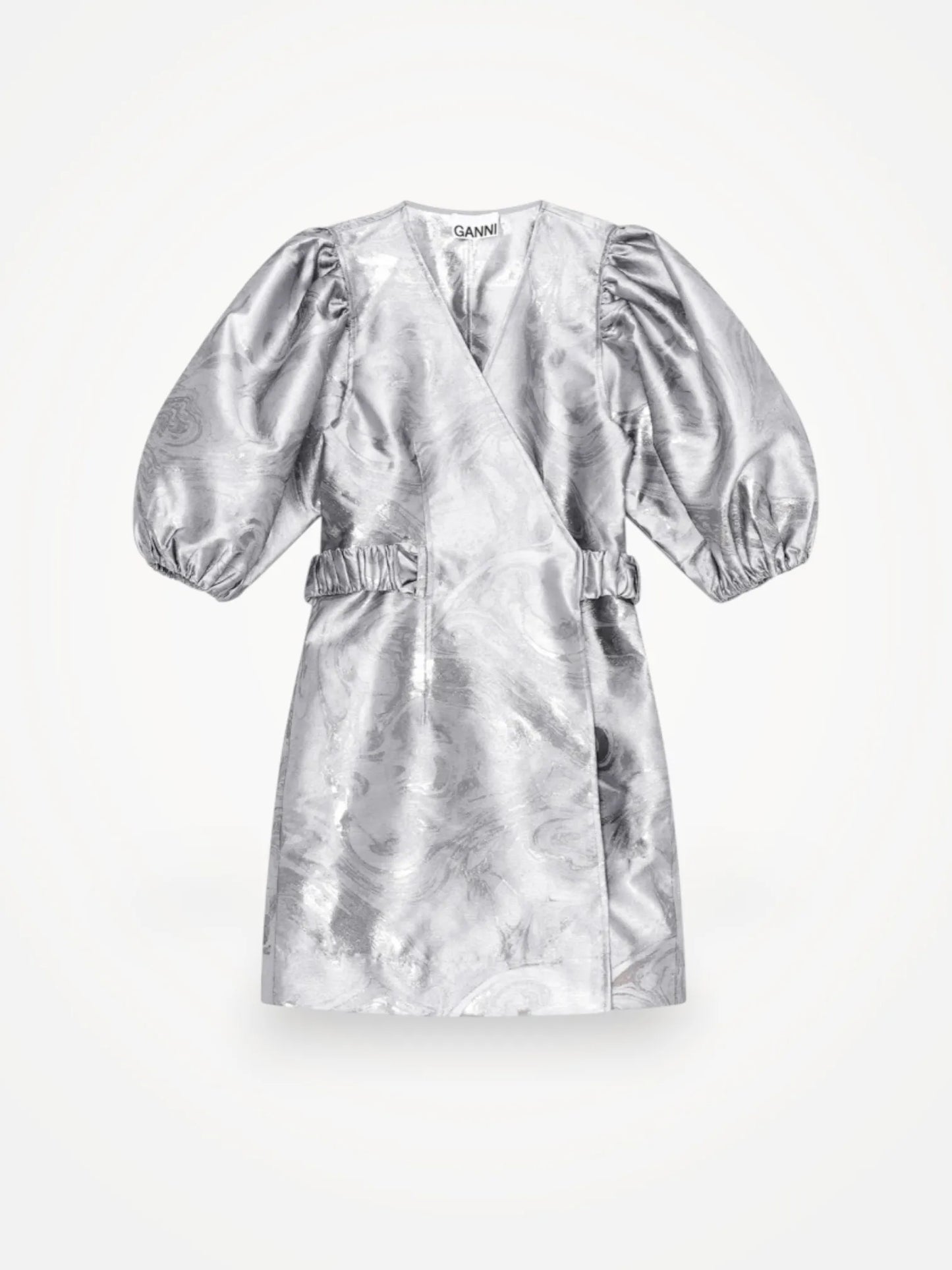 Ganni Wrap Shiny Jaquard, Sharkskin-klänning